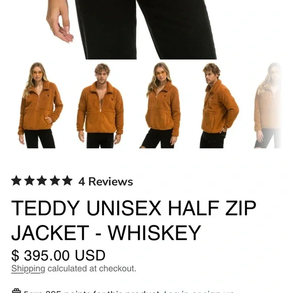 Aviator Nation Teddy Unisex Half Zip - Whiskey - Picture 3 of 7